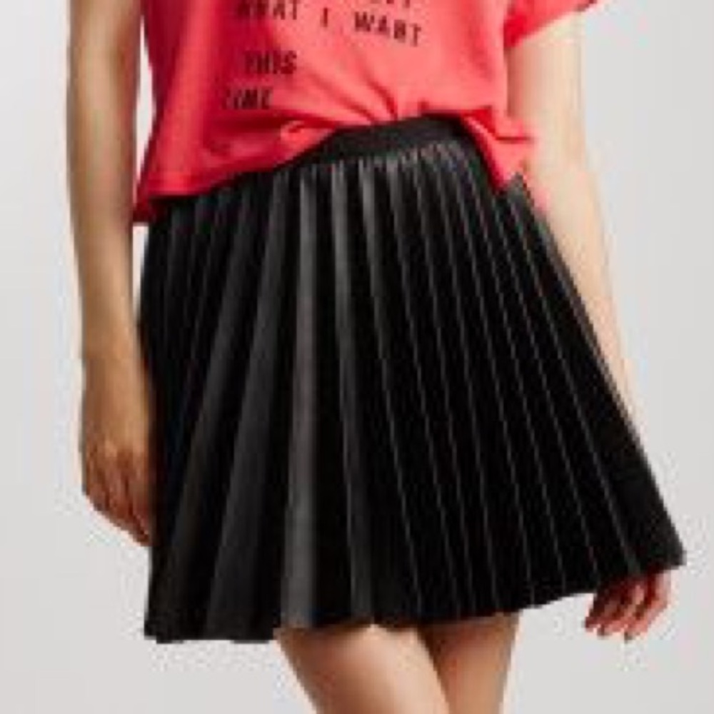 black leather-like skirt